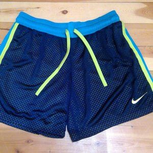 X-Small Women's Nike Dri-Fit Mesh Shorts, Navy, Teal and Yellow